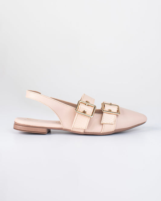 Baletas Y2417 para mujer – Planas con hebillas nude| Ylo shoes