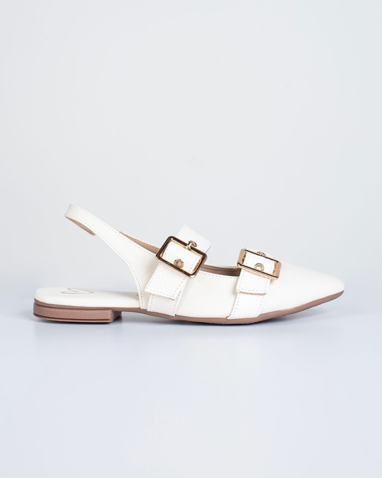 Baletas Y2417 para mujer – Planas con hebillas marfil  | Ylo Shoes