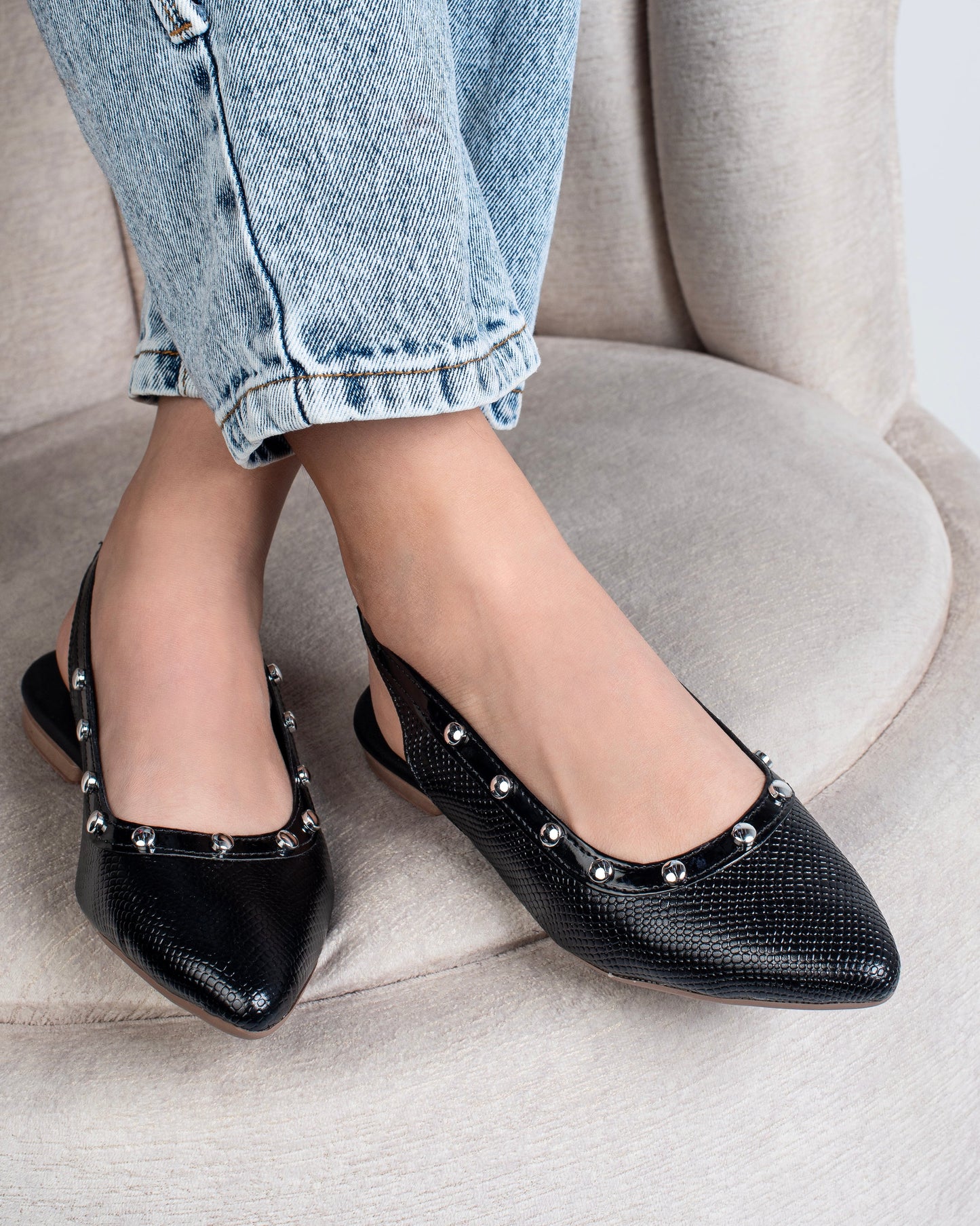 Baleta de Dama  sueco tache Y2419 Negro