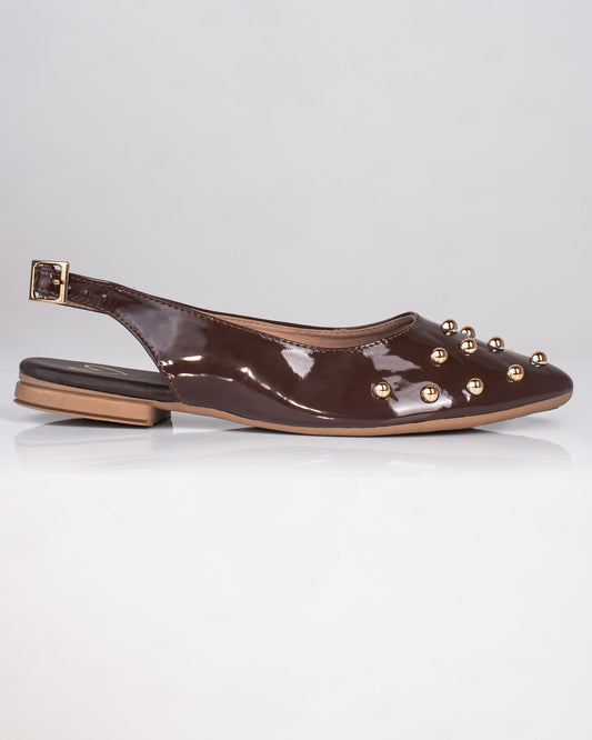 Baleta de Dama Y2422 Marrón charol