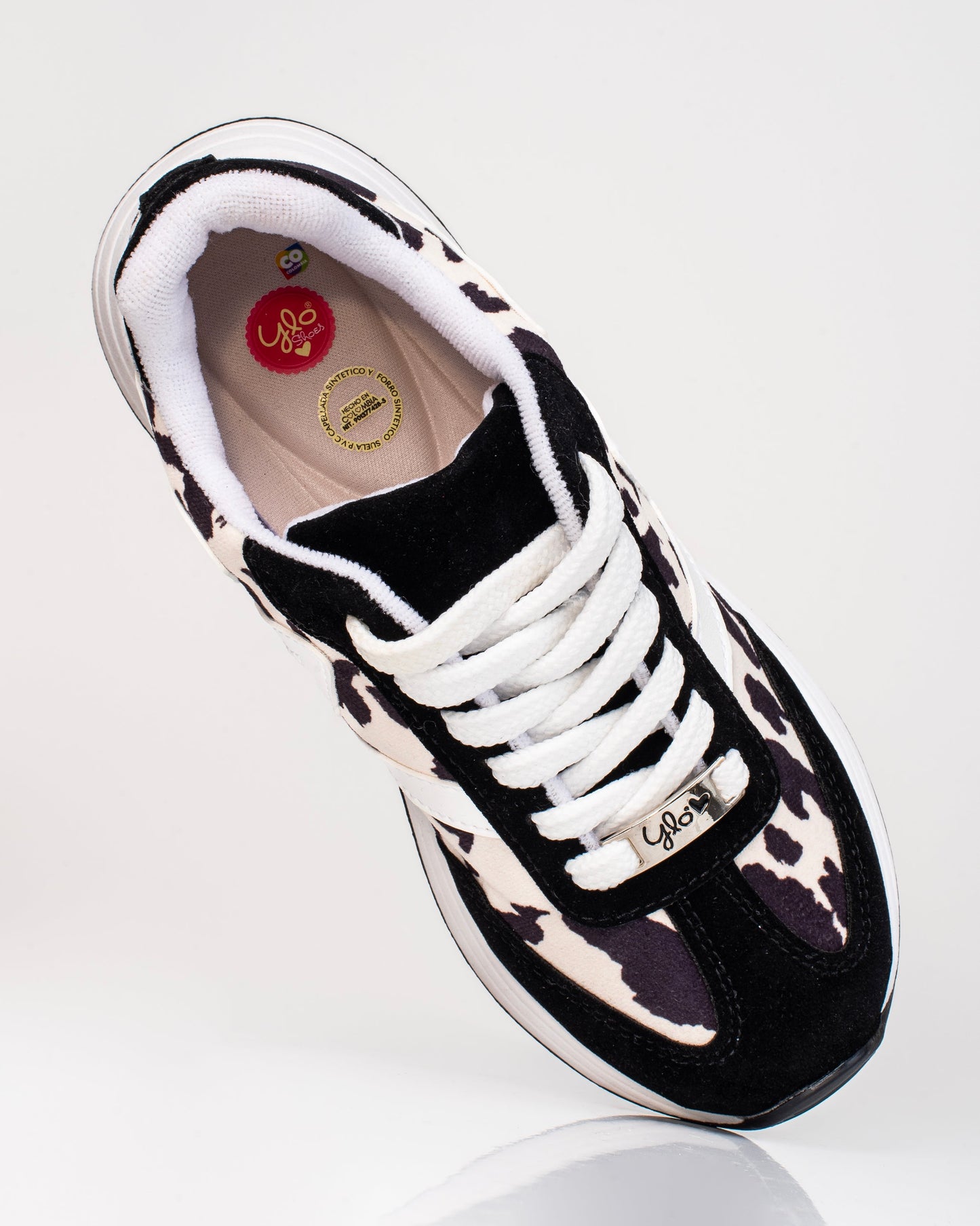 Tenis Zarela Cow Print para mujer – Suela bicolor, tallaje normal | Ylo Shoes